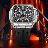 Montre de luxe automatique mécanique pour homme Bonest Gatti, tourbillon, montre lumineuse, affichage de la date, cadran en forme de baril BG5005