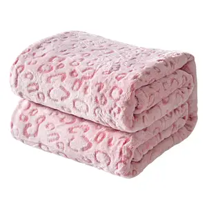 Cozy Super Soft Lightweight Plush Microfiber Flanela Fleece Fluffy Throw Blanket Com 3d Leopard Print Para Adultos Sofá