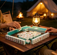 Jeu de Mahjong Vert Menthe - Tuiles de Mahjong de Plage pour les Vacances avec Coquille de Citron Vert et Art Palmier, Mahjong en Acrylique de Qualité, Cadeau pour Amis