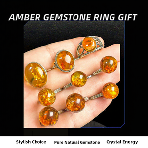 Nuevo Anillo de Lujo Kindfull de Alta Calidad con Gema Natural de Ámbar Pulido Redondo para Regalo de Joyería - Product Image 2