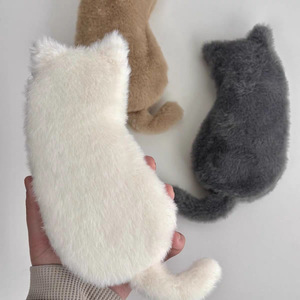 Sac de papeterie créatif en peluche à fermeture éclair, imprimé numériquement, motif chat poupée simple, doux et épuré, pour étudiants et publicité - Product Image 4