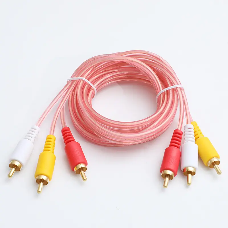 Hot selling High quality 3rca to 3rca transparent audio video cable