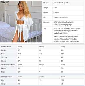 QINSI abiti in pizzo da donna con lacci Sexy <span class=keywords><strong>Lingerie</strong></span> 3 pezzi da salotto in maglia pigiama Set biancheria intima da donna abito modale - Product Image 6