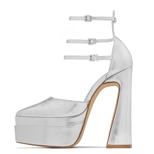 Nouvelles sandales sexy pour femmes à boucles, talons hauts, en daim de qualité, plateforme épaisse, bout pointu, escarpins de bureau - Product Image 4