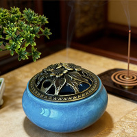 Brûleur d'encens en céramique effet craquelé, pour usage domestique, pièce décorative d'intérieur, plateau créatif pour bois de santal et altière