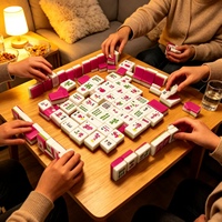 Deslumbrante Juego de Mahjong Acrílico con Tacto de Terciopelo, Fichas de Mahjong Americanas Rosadas para Noche de Mahjong con Cócteles