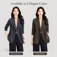 Blazer gris à chevrons de haute qualité pour femme, uniforme de travail professionnel, coupe ajustée