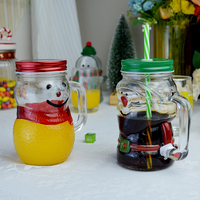 Mug festif de Noël en verre avec poignée, motif Père Noël et Bonhomme de neige, 16 oz, écologique, recyclable, couleur personnalisable, pour les fêtes