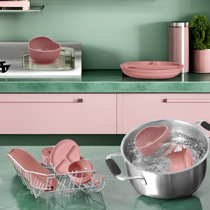 Juego de alimentación de bebé de silicona ecológica moderno de 7 piezas al por mayor, taza para sorber sin BPA y cuenco de succión con placa de silicona para empresas de alimentos - Product Image 4