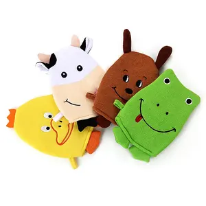 Lovely Cartoon Kids Baby Frog Duck Monkey Bear Animal Bathroom Bath Gloves Mitts