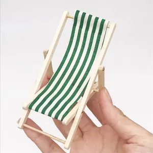 Multi Color Miniature Longue Deck Chair Craft Dollhouse Accessories Mini Wooden Folding Beach Sunbath Chair for Doll