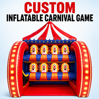 Stand de jeu gonflable sur le thème du cirque personnalisé, en PVC, avec jeu interactif de cible de clown, pour événements extérieurs, festivals, fêtes, location