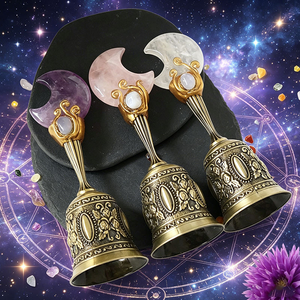 Campana de Piedra Natural con Forma de Luna, Campana Vintage con Asa, Artesanía de Cristal, Artículos de Brujería para Decoración del Hogar - Product Image 3