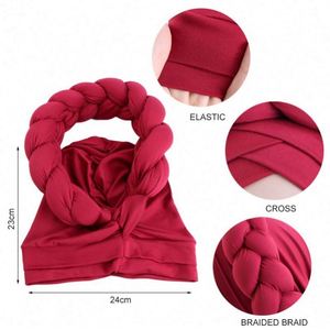 Turban africain extensible en polyester uni pour femmes, idéal pour l'extérieur - Product Image 4