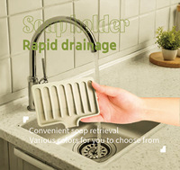 Porte-savon en silicone auto-drainant à rainures verticales avec bec de drainage pour salle de bain et cuisine