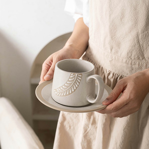 Juego de tazas de cerámica para latte art de 280 ml, taza de café resistente al calor y platillo para té de oficina - Product Image 4