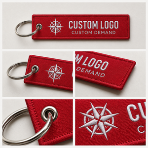Eco-Friendly Airplane Motorcycle Keychain Woven Printed Letter Jet Tag Embroidered Keychain With Custom 3D Logo - Product Image 3