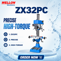 Machine de perçage et de fraisage de table chinoise WELLON ZX-32PC, tête pivotante multi-angles haute précision MT3 pour ateliers de moulage et petites usines