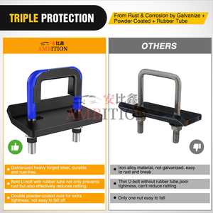 Tendeur de remorque AMBITION bleu foncé à boulon en U pour attelages de remorques de 2,5 pouces, anti-ronflement avec protection en caoutchouc - Product Image 5
