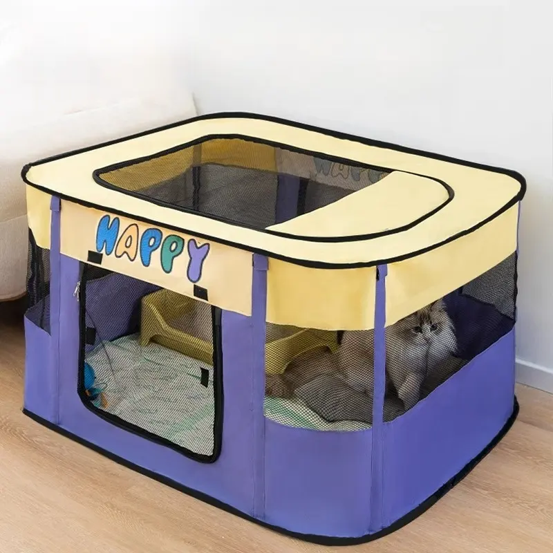 휴대용 접이식 애완 동물 놀이터 접을 수있는 강아지 놀이터 튼튼한 텐트 여행 개집 캠핑 놀이터