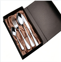 Ensemble de couverts en acier inoxydable 410 de qualité supérieure, 4 pièces (couteau, fourchette, cuillère) avec manche en forme de larme, dans un coffret cadeau de luxe pour un cadeau de pendaison de crémaillère