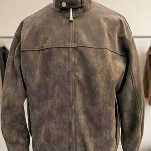 Blouson Bomber Homme en Similicuir PU, Col Montant, Coupe Droite, Texture Lavée Respirante, Style Vintage, Fermeture Éclair, Vêtement d'Extérieur Décontracté pour l'Automne - Product Image 4