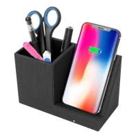 Power Bank pemegang pena pengisian nirkabel, tempat pena kantor penyimpanan nirkabel, pengisian ponsel