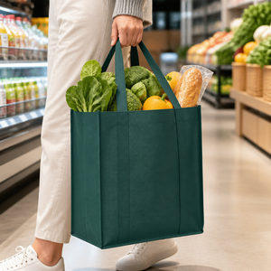 Custom Heat Transfer Printed Letter Non Woven Shoulder Tote <b>Bag</b> Square Reinforced Handles <b>Foldable</b> for Retail Grocery Travel - Product Image 2