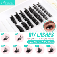 SP EYELSAH C D Courbure Cils en Cluster Wispy Vente en Gros Marque Privée Faux Vison Effet 3D Mélangé Doux Cils Individuels DIY