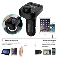 X8 pengisi daya mobil QC3.0 MP3 Player, adaptor pengisi daya Cepat USB ganda pengisi daya mobil pemancar FM