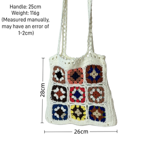 <span class=keywords><strong>Borsa</strong></span> Tote Boho Chic all'Uncinetto - Design Floreale Multicolore Fatto a Mano con Motivo Granny Square, <span class=keywords><strong>Borsa</strong></span> a Spalla Artistica per Boutique e Spiaggia - Product Image 4