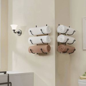 Porte-serviettes mural multifonctionnel en fer forgé pour salle de bain, design multicouche populaire pour cuisine, en métal, idéal pour le commerce transfrontalier - Product Image 3