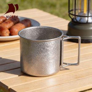 390ml 450ml Gelas Minum <span class=keywords><strong>Titanium</strong></span> Ringan Peralatan Minum <span class=keywords><strong>Titanium</strong></span> dengan Pegangan Lipat - Product Image 3