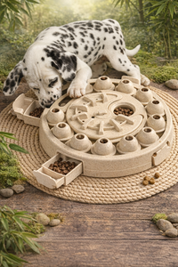 Juguete de rompecabezas para perros de fibra de bambú ecológico, estimulación mental, comedero lento interactivo, dispensador de golosinas, juguete de inteligencia para perros - Product Image 1