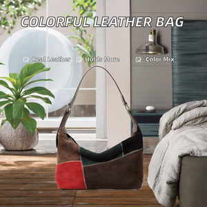 Bolso de Hombro de Cuero Genuino para Mujer, con Cierre de Cremallera, Diseño Multicolor, Pequeño, Verano, Moda - Product Image 2