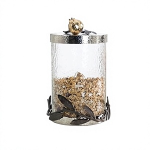 Pot à biscuits en verre avec couvercle à clapet métallique, hermétique, écologique, conçu pour la congélation, récipient de stockage alimentaire de luxe pour la cuisine, design artisanal - Product Image 1