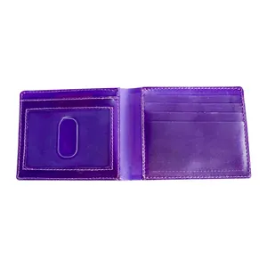 低最小起订量紫色定制标志聚氯乙烯钱包男士卡座男士钱包正品聚氯乙烯双折钱包