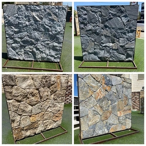 Trang Trí Màu Đen Matte <span class=keywords><strong>Slate</strong></span> Xếp Chồng Lên Nhau Đá Tường Gạch Nhiều Màu Đá Như Gạch Ốp Tường Đá Đen Ngoại Thất Cho Tường - Product Image 3