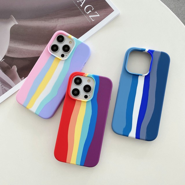 BPA Free Silicone Rainbow Mobile Phone Cover for iPhone 11 12 13 14 15 Pro Max Rubber Protective Cell Phone Case