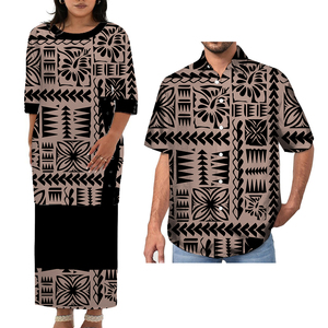 2025 nuove coppie abbinate <span class=keywords><strong>vestito</strong></span> Puletasi e camicia hawaiana Plumeria polinesiana tribale abiti da donna 2 pz Set - Product Image 6