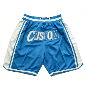 Pantalones Cortos de Baloncesto Azules Personalizados para Hombre con Franja Lateral Blanca, Logotipo Bordado, Cintura con Cordón Ajustable y Malla Transpirable - Product Image 1
