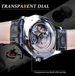 Đồng hồ đeo tay nam <span class=keywords><strong>WINNER</strong></span> cổ điển, da thật, tự động, thiết kế cơ học lộ máy, mặt kính, dây 22mm, Relogio Masculino - Product Image 6