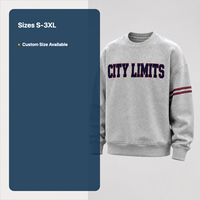 Sweat-shirt à col rond personnalisé gris avec lettres et manches rayées OEM ODM