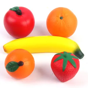 Promotional PU Foam Fruit Shape Banana Orange Apple Strawberry Anti-stress Toy Fruit Stress Ball For Children