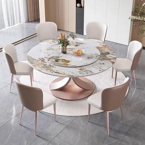 Tavolo da Pranzo Commerciale per Ristoranti, Piano Rotondo in Pietra Sinterizzata con Lazy Susan per Sale Banchetti di Hotel e Matrimoni Moderni. - Product Image 1