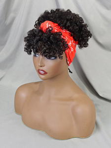 Perruque courte bouclée rebondissante style écharpe pour femmes africaines perruques bandeau entièrement faites à la machine perruque de <span class=keywords><strong>cheveux</strong></span> humains sans colle coupe lutin naturel - Product Image 3