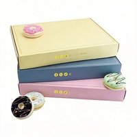 Boîte à donuts et biscuits en papier personnalisée avec logo, impression offset de qualité alimentaire, pour boulangerie, vente en gros
