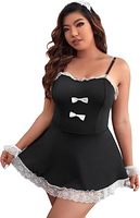 Costume de femme de chambre de grande taille Lingerie érotique transparente à travers les sous-vêtements sexy noirs pour femme
