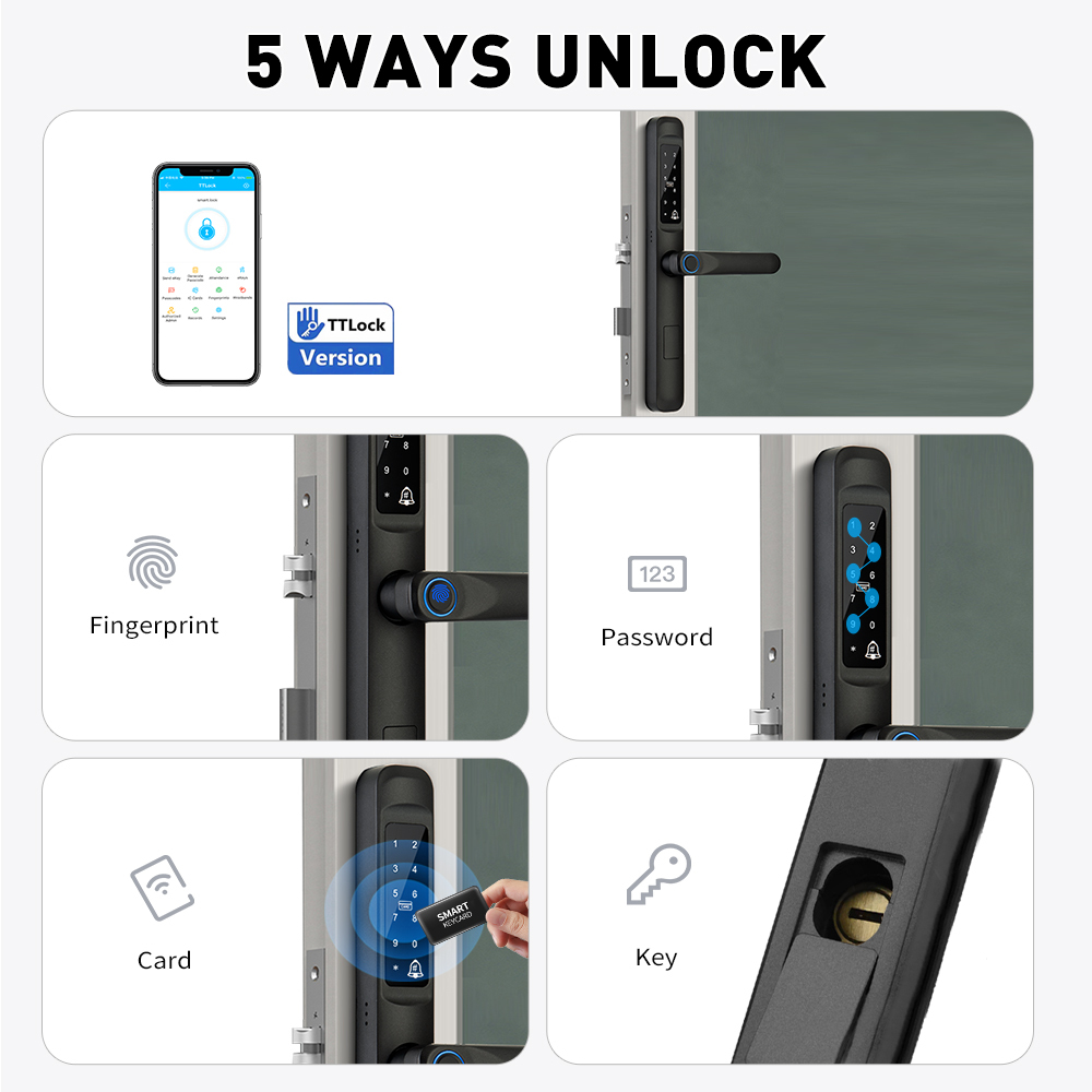 Waterproof Sliding Door Lock Password Electronic TTlock Thermal Break Aluminum Door Lock Outdoor Fingerprint Smart Door Lock · image 2