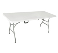 Table pliante rectangulaire en plastique HDPE portable sur mesure de 1,8 m, robuste, pliable en deux, pour le camping, les pique-niques, le jardin, les expositions